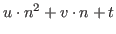$u\cdot n^2+v\cdot n+t$