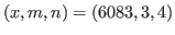 $(x,m,n)=(6083,3,4)$