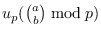 $u_p(\binom{a}{b} \bmod p)$